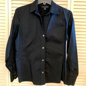 Banana Republic Stretch Button Down Shirt, Black, Cotton/Lycra, Size Medium